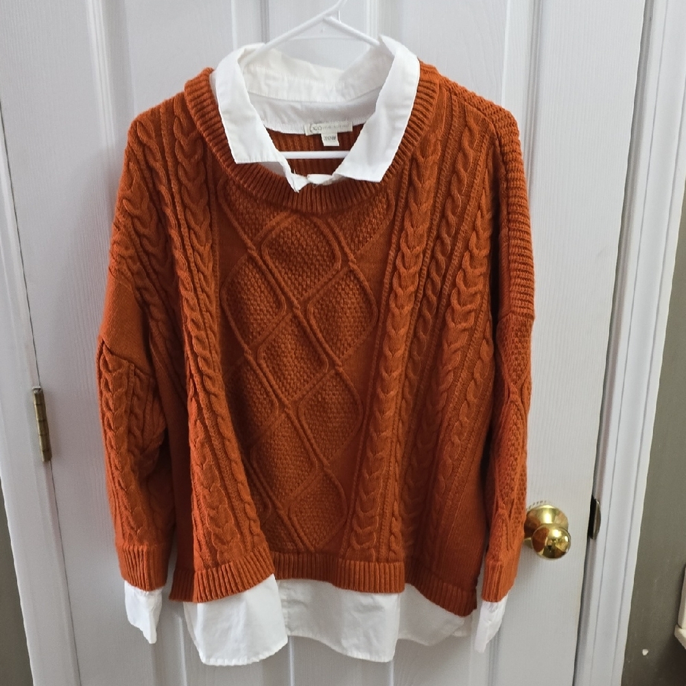 Cato Cozy Crew Neck Sweater in Vibrant Orange